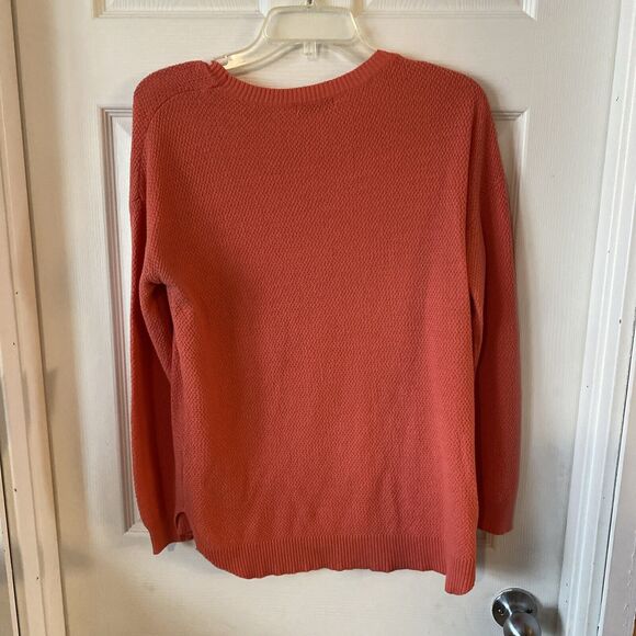 Cotton On Sweater Women’s Medium Round Neck Light Weight Salmon Slit Side - Picture 3 of 15